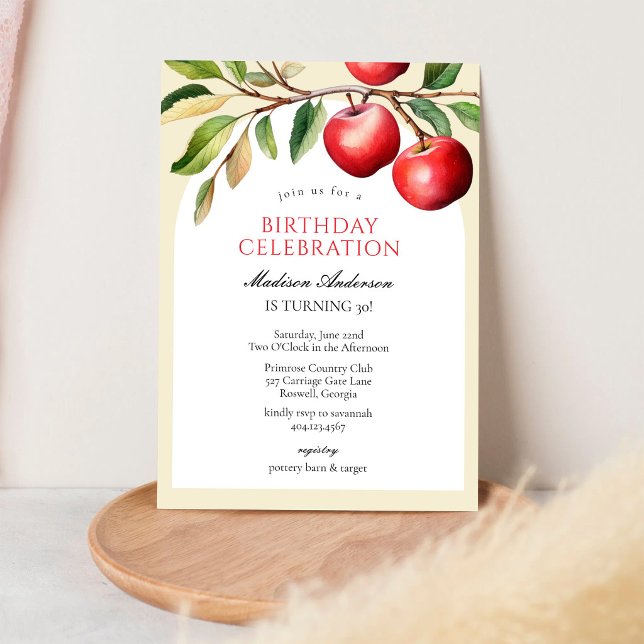 Invitación de cumpleaños con frutas de manzana (Subido por el creador)