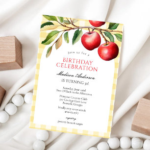Invitación de cumpleaños con frutas de manzana
