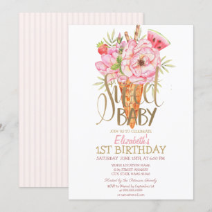 Invitación de Cumpleaños con Frutas y Helado de Ra