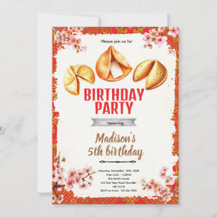 Invitación de cumpleaños con galleta de la fortuna