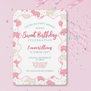 Invitación de cumpleaños con galletas de animales