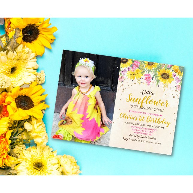 Invitación de cumpleaños con girasol FOTO/EDAD CUA (Subido por el creador)
