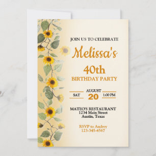 Invitación de cumpleaños con girasoles hermosos