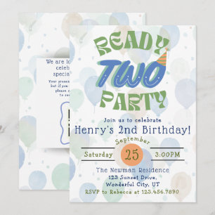 Invitación de cumpleaños con globo listo para la f