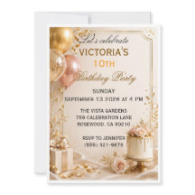 Invitación de cumpleaños con globos