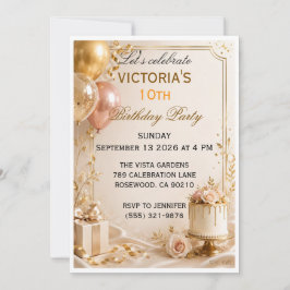 Invitación de cumpleaños con globos