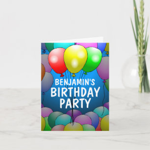 Invitación de cumpleaños con globos doblados