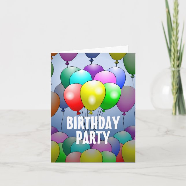 Invitación de cumpleaños con globos doblados (Anverso)