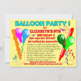 invitación de cumpleaños con globos invitación mod