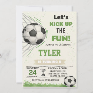 Invitación de cumpleaños con gol de fútbol