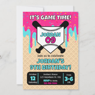 Invitación de cumpleaños con goteo de helado de bé