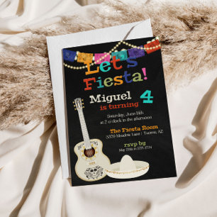 Invitación de cumpleaños con guitarra Let's Fiesta