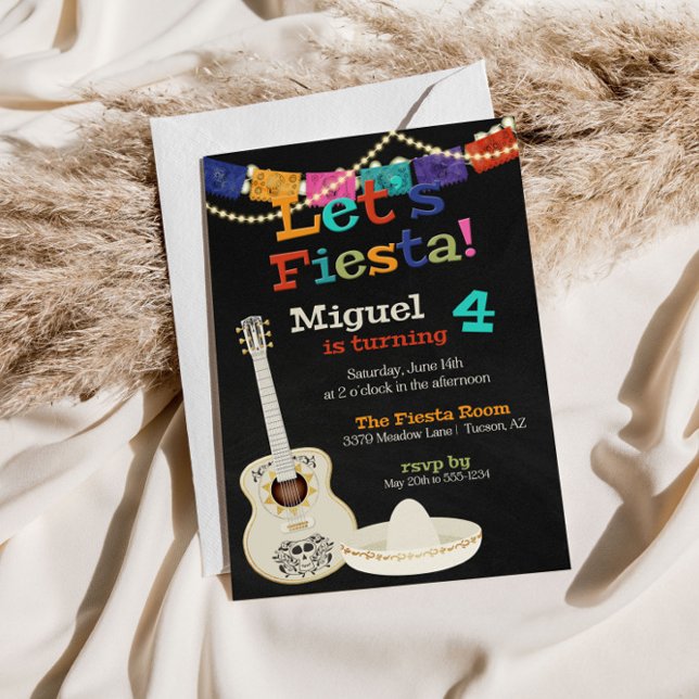 Invitación de cumpleaños con guitarra Let's Fiesta (Subido por el creador)