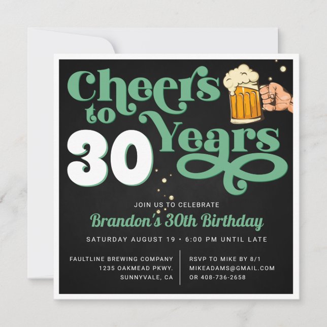 Invitación de cumpleaños con hito | Cheers (Anverso)