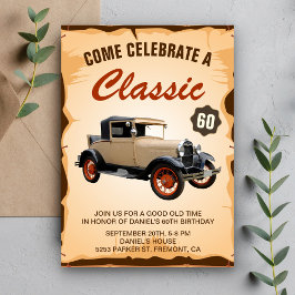 Invitación de cumpleaños con hito de automóvil ant