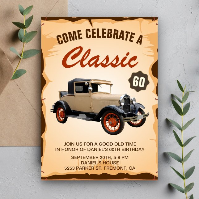 Invitación de cumpleaños con hito de automóvil ant (Subido por el creador)