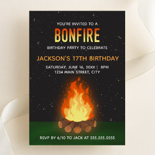Invitación de cumpleaños con hoguera
