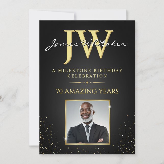 Invitación de Cumpleaños con Iniciales Personaliza (Anverso)