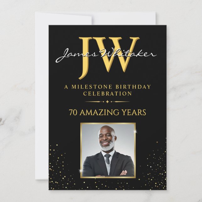 Invitación de Cumpleaños con Iniciales Personaliza (Anverso)