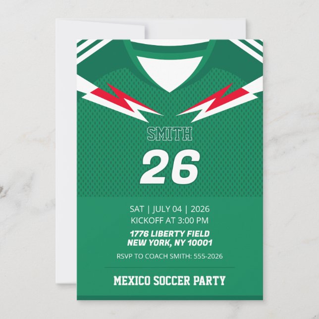 Invitación de cumpleaños con jersey de fútbol pers (Anverso)