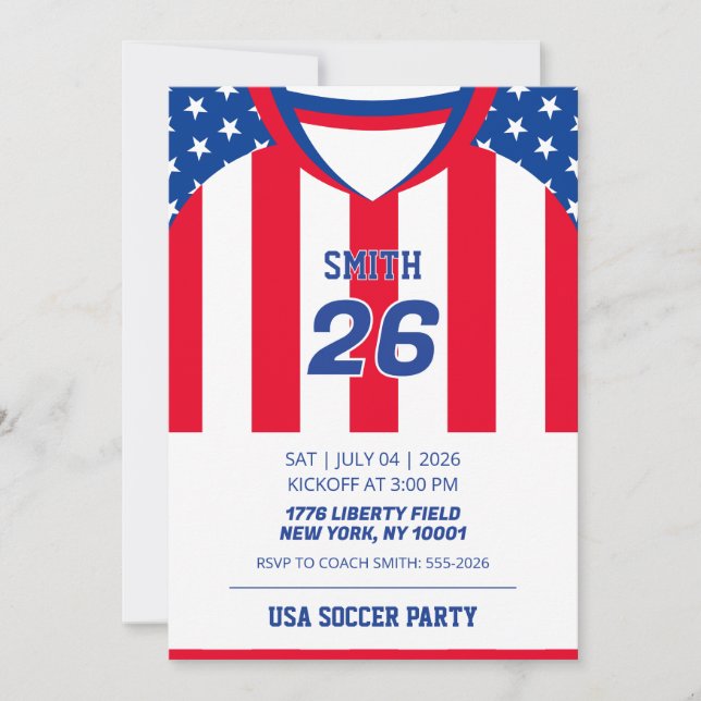 Invitación de cumpleaños con jersey personalizado  (Anverso)