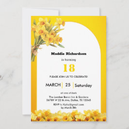 Invitación de cumpleaños con la flor de nacimiento