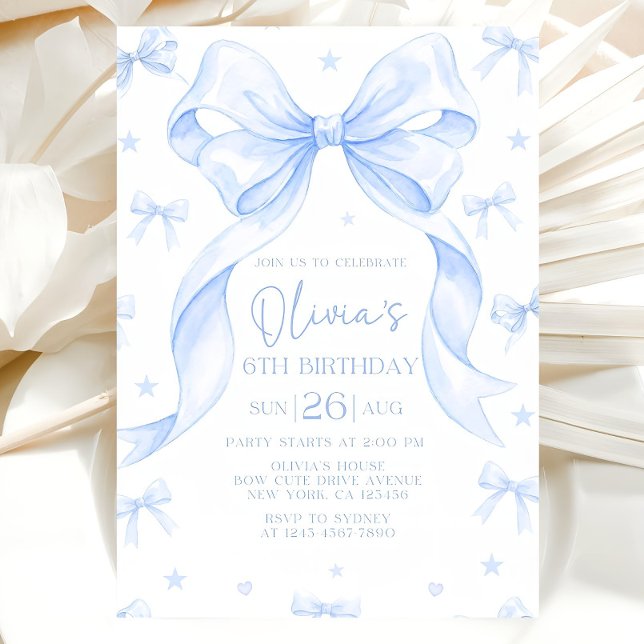 Invitación de cumpleaños con lazo azul, Cumpleaños (Subido por el creador)