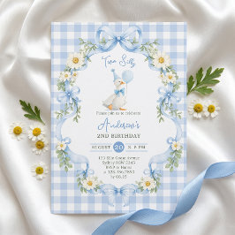 Invitación de cumpleaños con lazo azul de Dos Gans