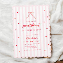 Invitación de cumpleaños con lazo para pequeña dul