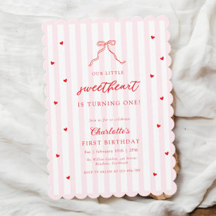Invitación de cumpleaños con lazo para pequeña dul