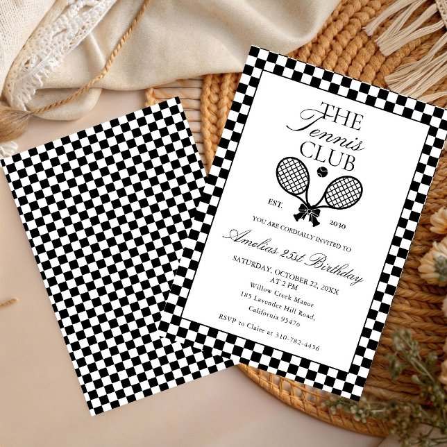 Invitación de cumpleaños con lazo Retro de tenis n (Subido por el creador)
