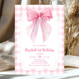 Invitación de cumpleaños con lazo rosa Coquette Gi