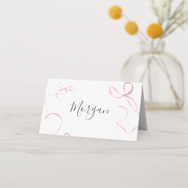 Invitación de cumpleaños con lazo rosa, cumpleaños (Anverso)