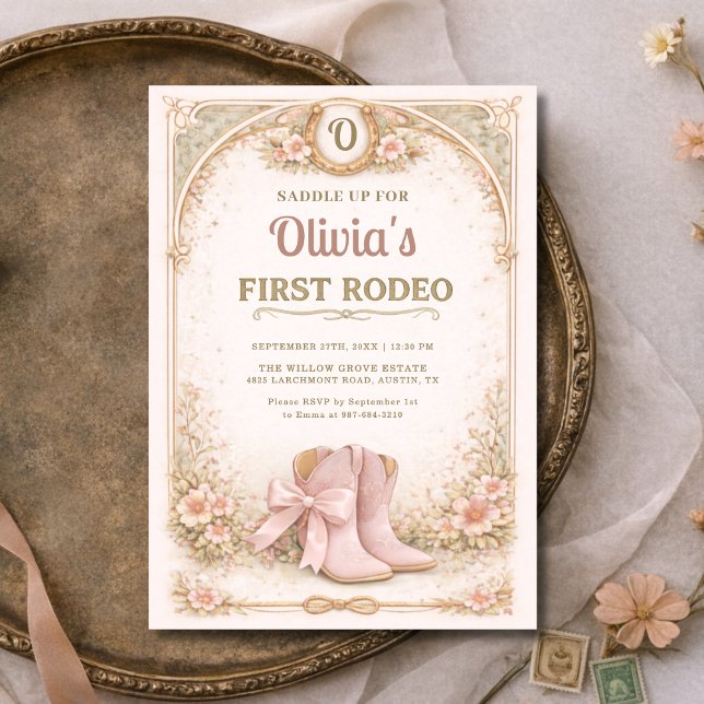 Invitación de cumpleaños con lazo rosa para la pri (Subido por el creador)