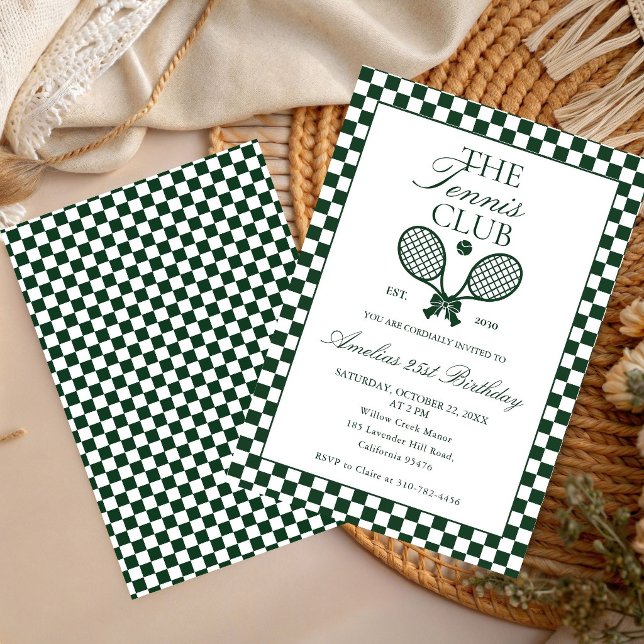 Invitación de cumpleaños con lazo verde retro de t (Subido por el creador)