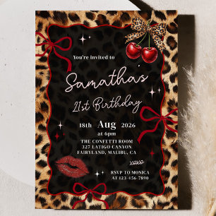 Invitación de cumpleaños con leopardo guepardo cer