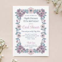 Invitación de cumpleaños con lluvia de tarjetas fl