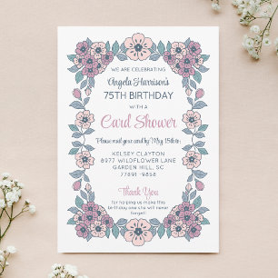 Invitación de cumpleaños con lluvia de tarjetas fl