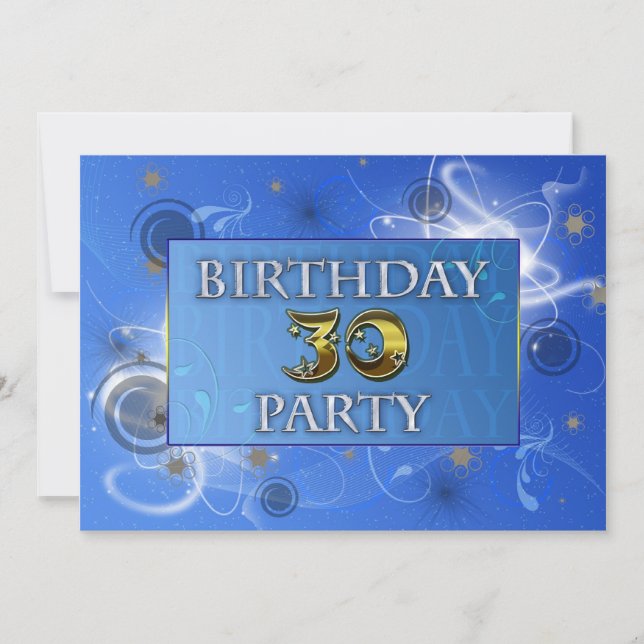 invitación de cumpleaños con luces abstractas 30 (Anverso)