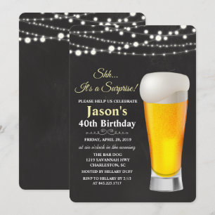 Invitación de cumpleaños con luces de cerveza para