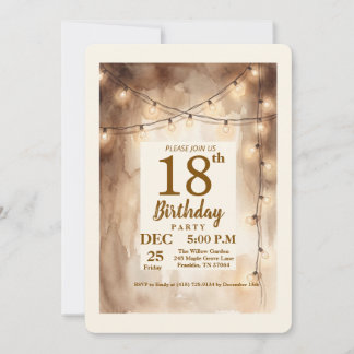 Invitación de cumpleaños con luces de cuerda de ma