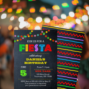 Invitación de cumpleaños con luces de fiesta