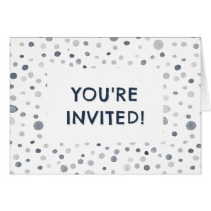 Invitación de cumpleaños con lunares de acuarela d