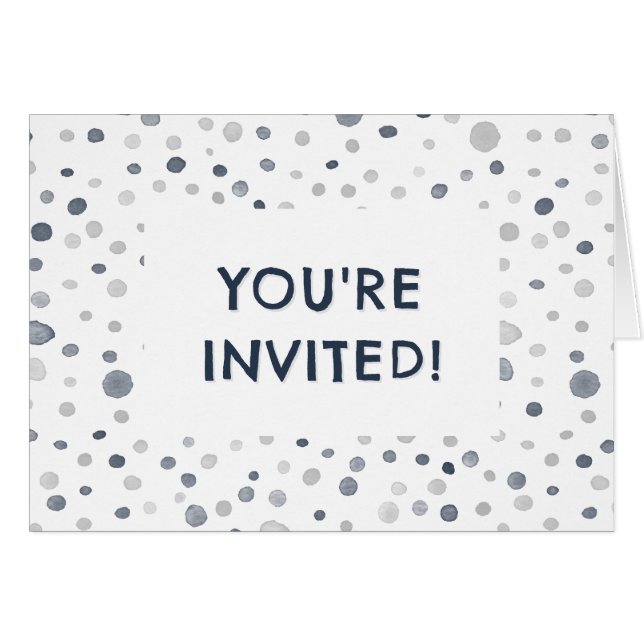 Invitación de cumpleaños con lunares de acuarela d (Anverso (Horizontal))