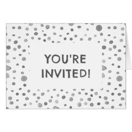 Invitación de cumpleaños con lunares de acuarela y