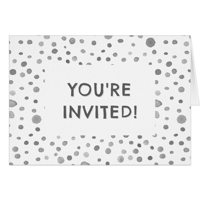 Invitación de cumpleaños con lunares de acuarela y (Anverso (Horizontal))