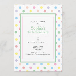 Invitación de cumpleaños con lunares pastel suaves