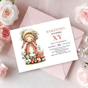 Invitación de cumpleaños con magia de rubor de niñ