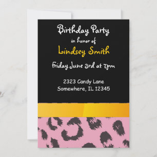 Invitación de cumpleaños con manchas de leopardo r