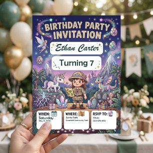 Invitación de cumpleaños con mapa del tesoro perso
